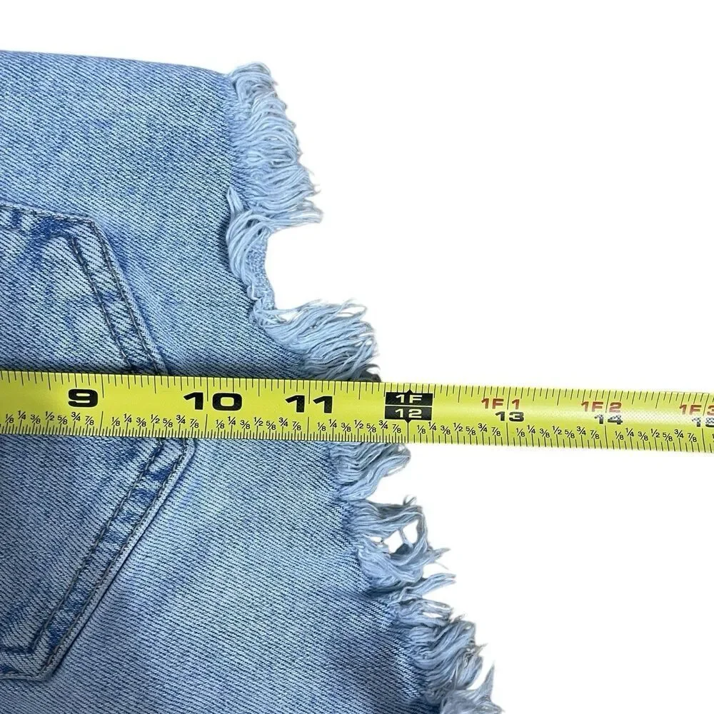 ZARA Denim Shorts Women Size 4 Light Wash Distressed High Rise Cutoff - Picture 6 of 6